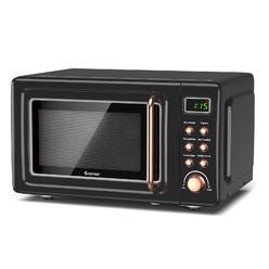 LDAILY Moccha compact Retro Microwave Oven, 07cuft, 700-Watt countertop Microwave Ovens w5 Micro Power, Delayed Start Function, LED Dis