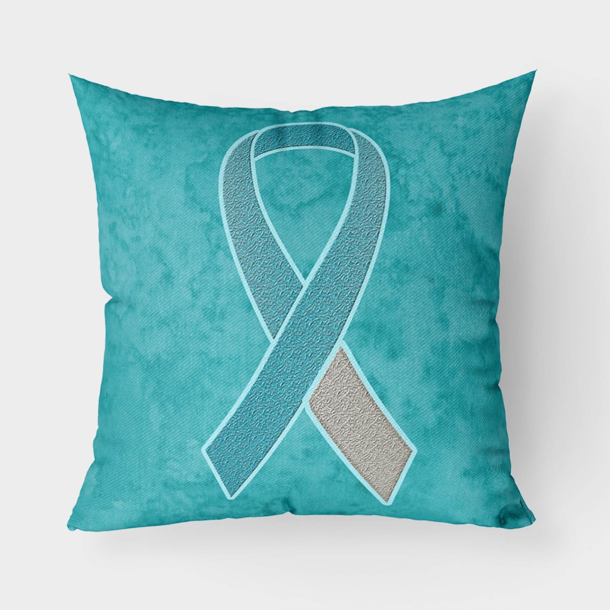 Caroline's Treasures "Caroline's Treasures AN1215PW1414 Teal/White Ribbon for Cervical Cancer Awareness Pillow, Large, Multicolor"
