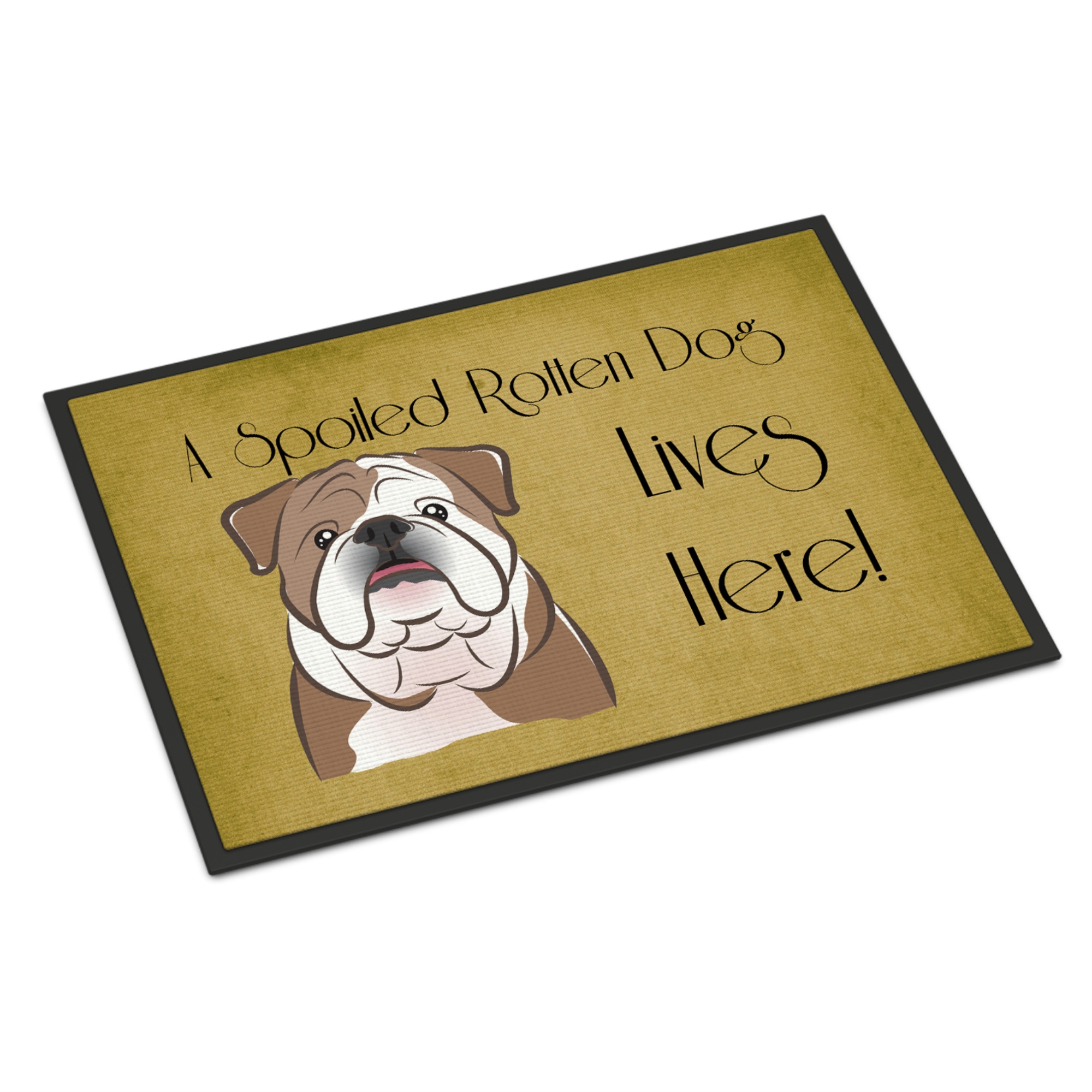 Caroline's Treasures "Caroline's Treasures BB1467MAT English Bulldog Spoiled Dog Lives Here Indoor or Outdoor Mat, 18 x 27"", Multicolor"