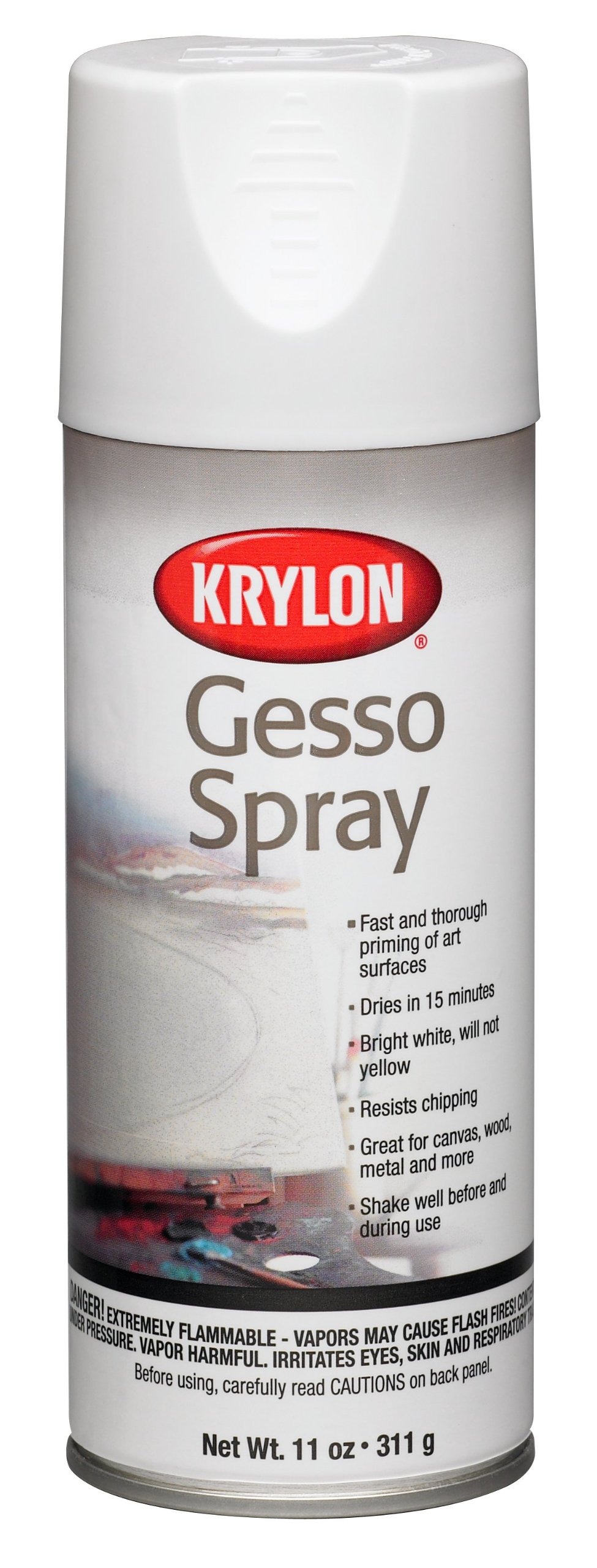 Krylon K07015A07 Gesso Aerosol Spray, 11 Ounce White