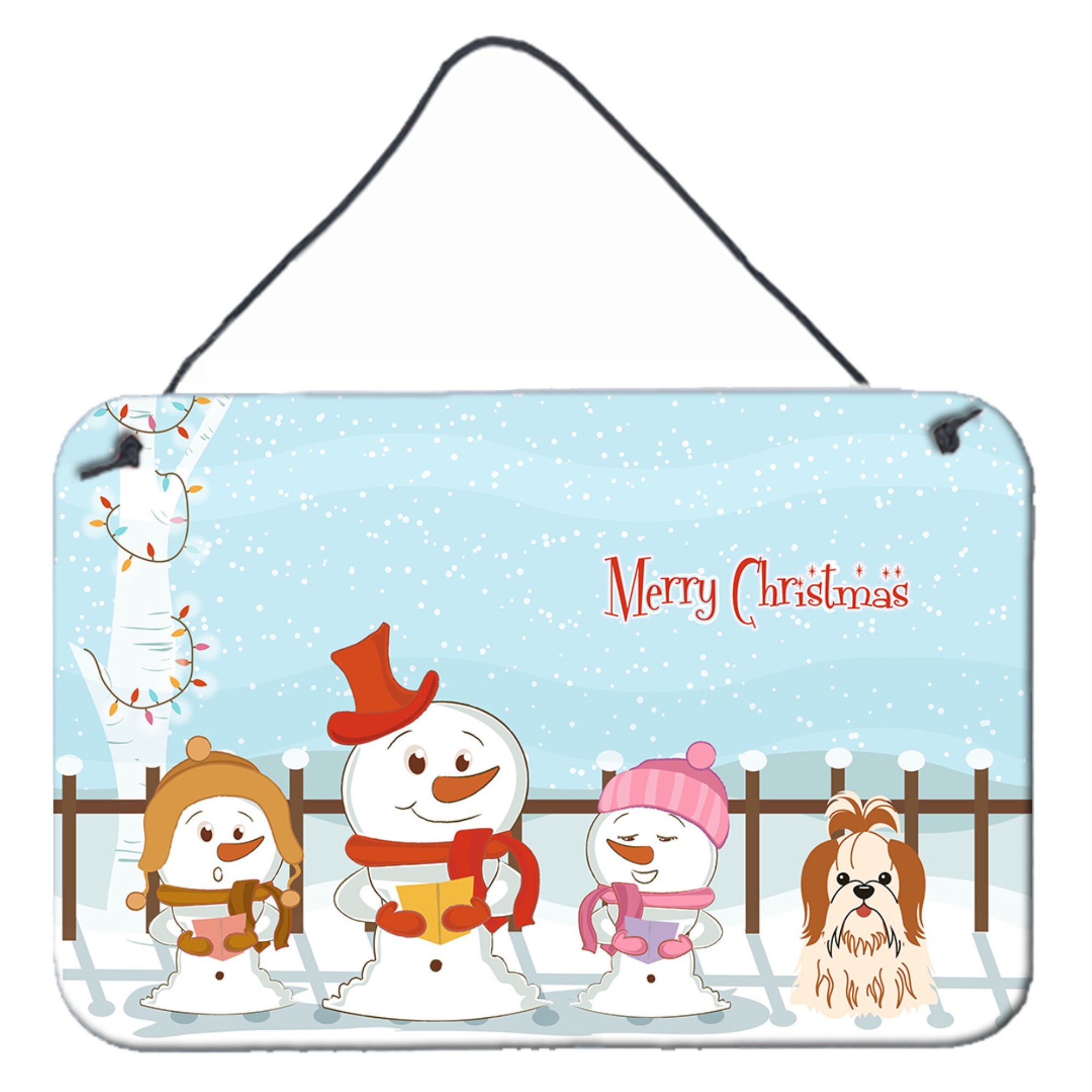 Caroline's Treasures "Caroline's Treasures Merry Christmas Carolers Shih Tzu Red White Wall or Door Hanging Prints BB2418DS812, 8"" x 12"", Multicolo
