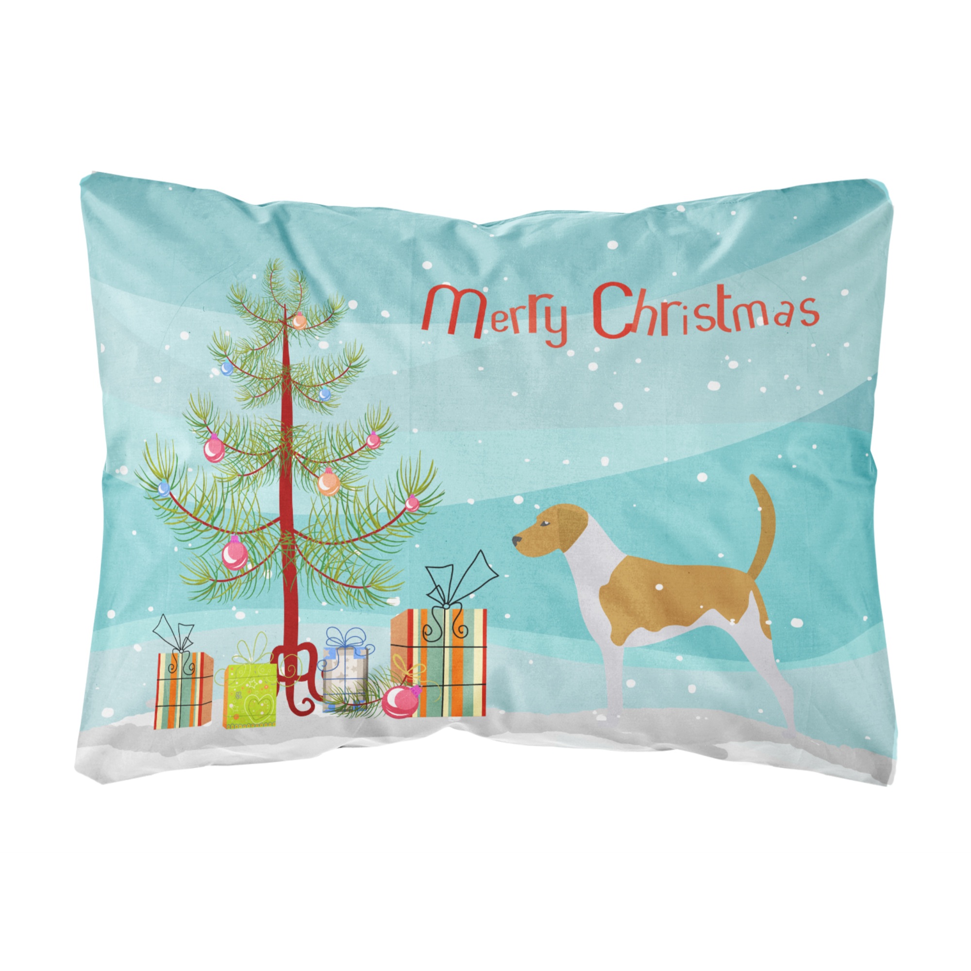 Caroline's Treasures "Caroline's Treasures BB2916PW1216 American Foxhound Merry Christmas Tree Canvas Fabric Decorative Pillow, 12"" x 16"", Multicol