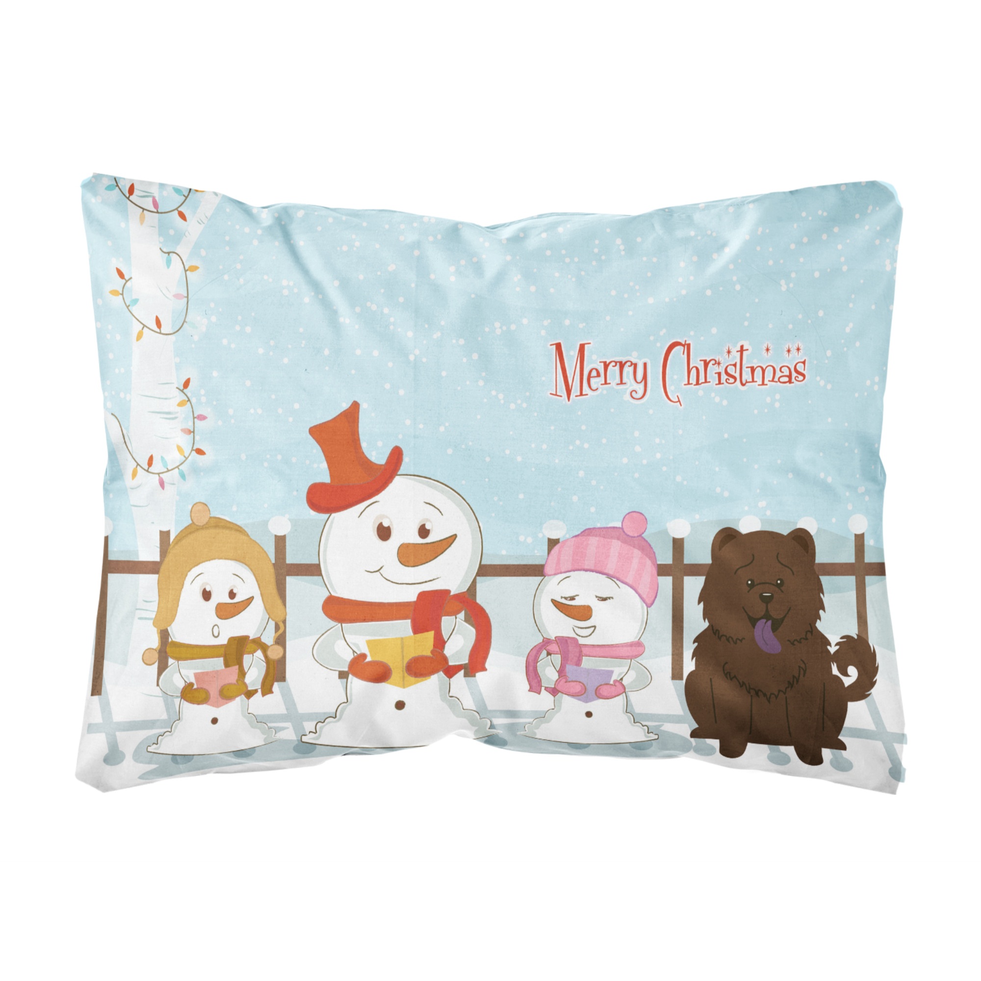 Caroline's Treasures "Caroline's Treasures BB2472PW1216 Merry Christmas Carolers Chow Chow Chocolate Canvas Fabric Decorative Pillow, 12"" H x 16"" W