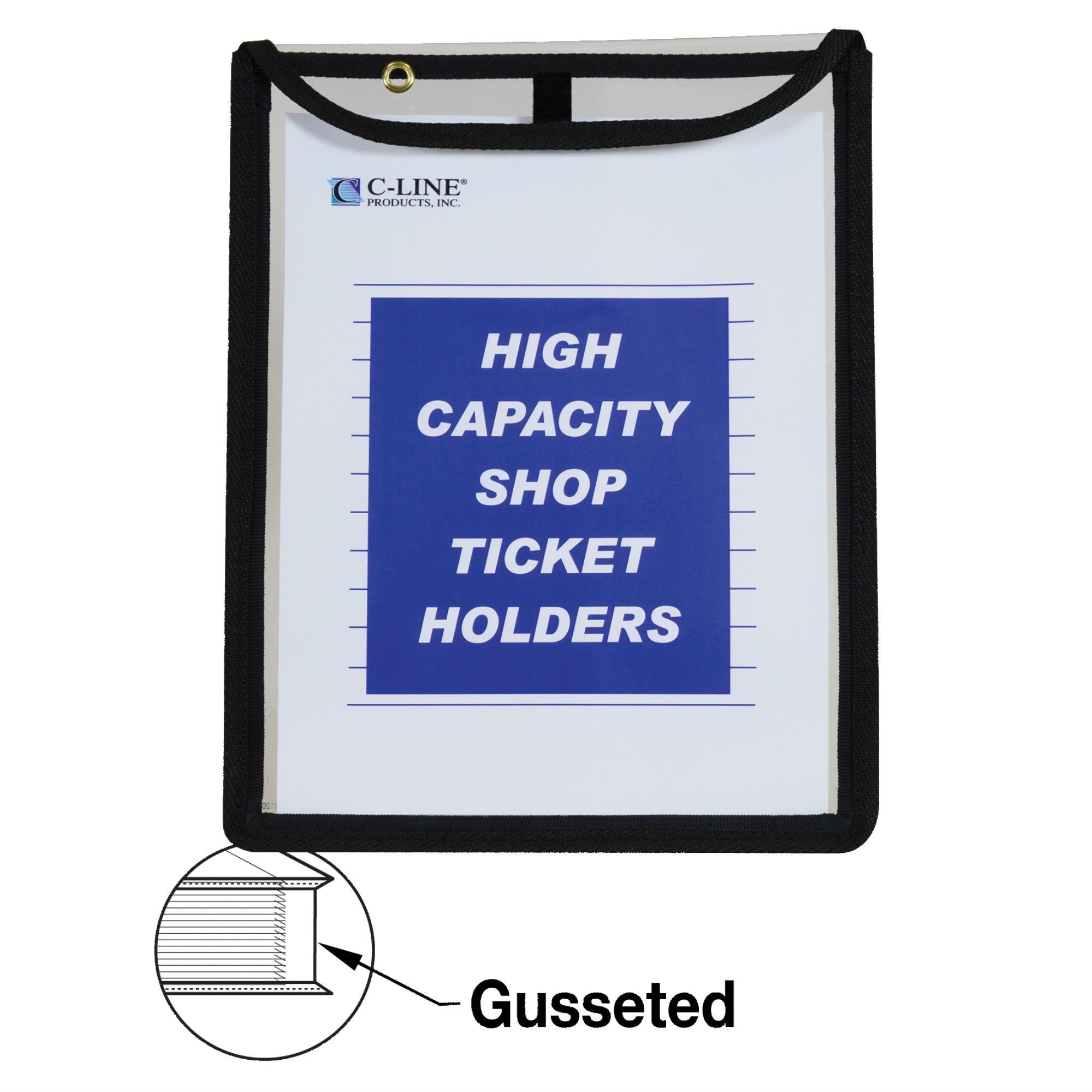 C-Line Shop Ticket Holder, Gusseted, Stitched, both sides clear, 9 x 12 x 1, 15/BX, 39912