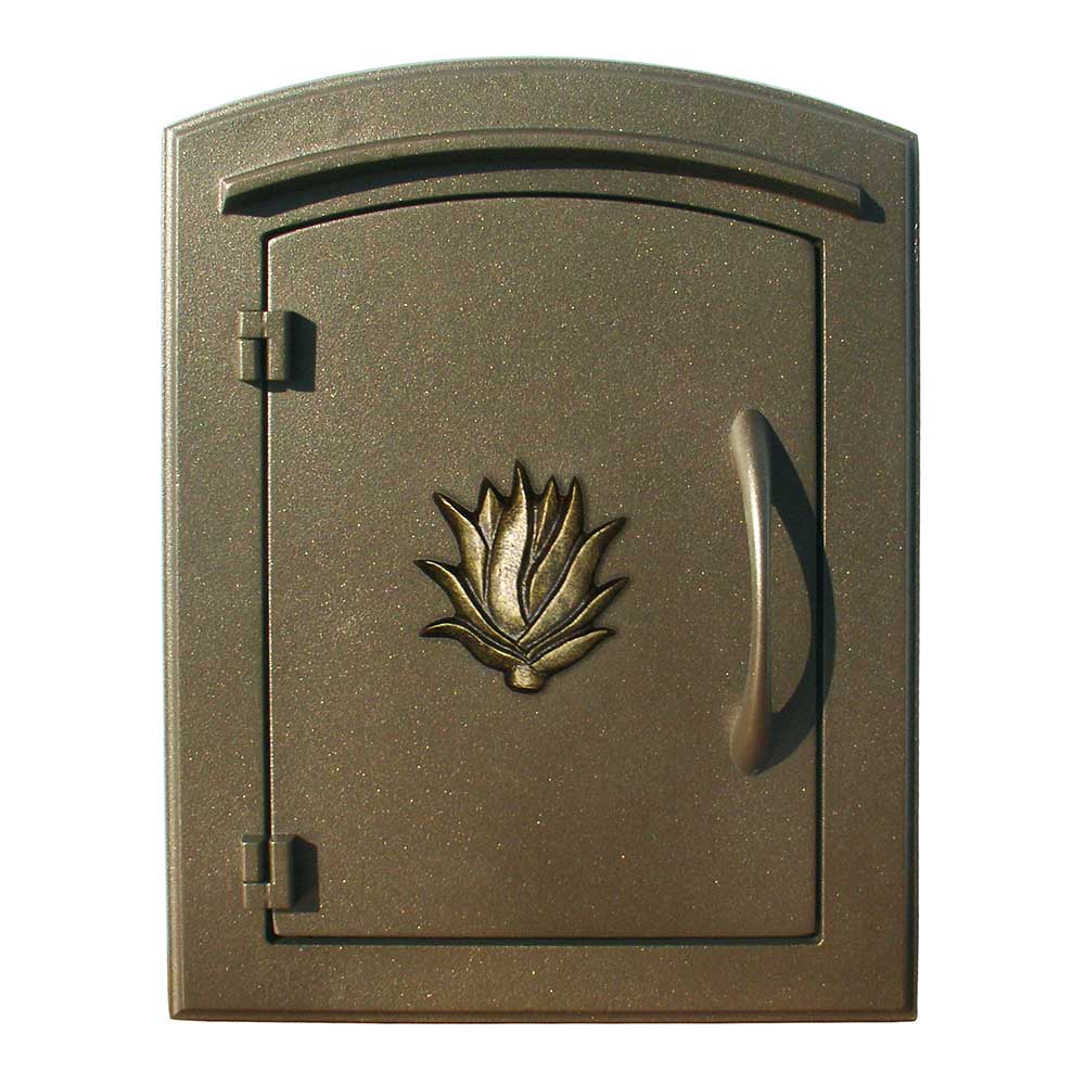 Qualarc Manchester Security Drop Chute Mailbox with "Decorative AGAVE Logo" Faceplate in Bronze