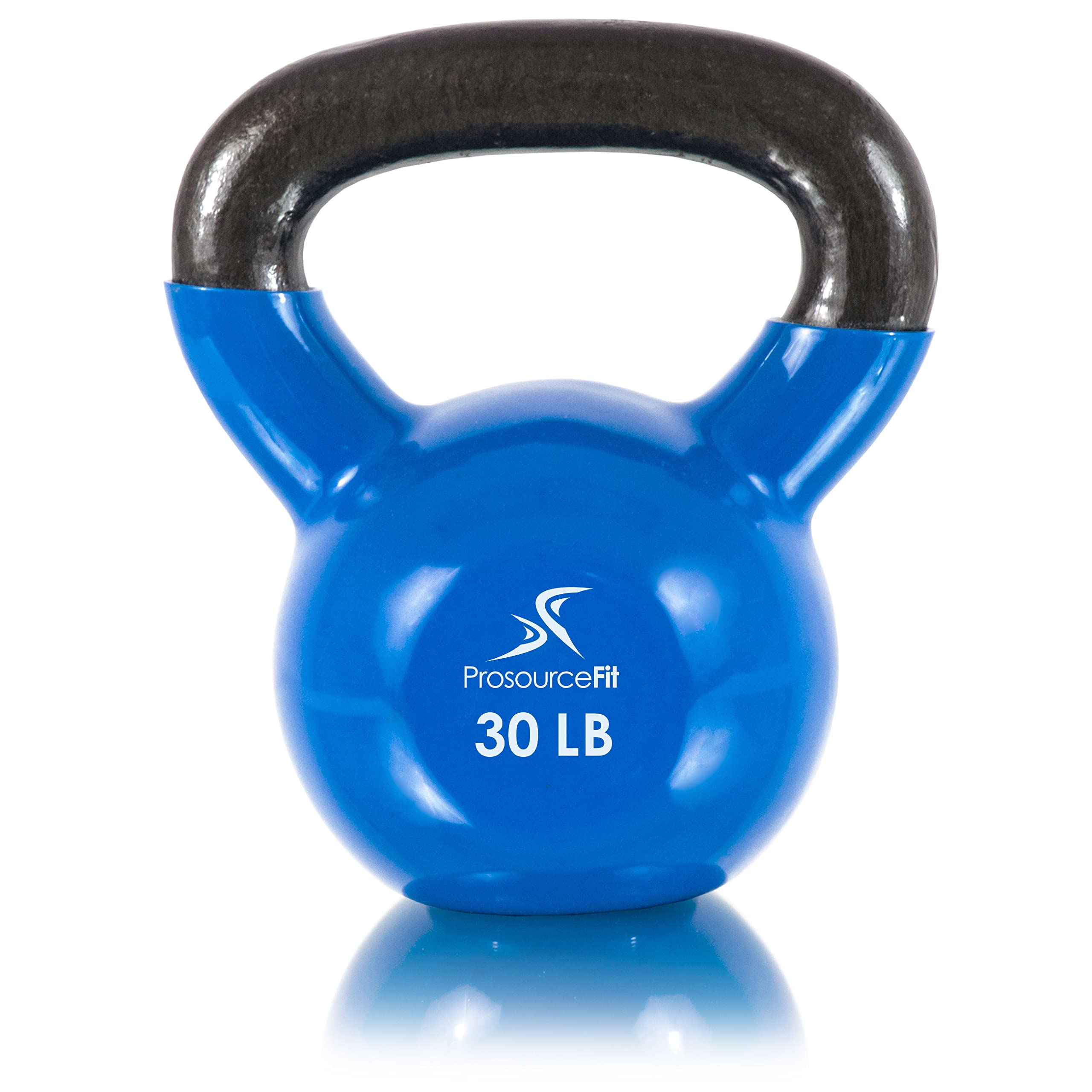 ProsourceFit Vinyl Coated Cast Iron Kettlebells for Full Body Fitness Workouts, Blue, 30LB
