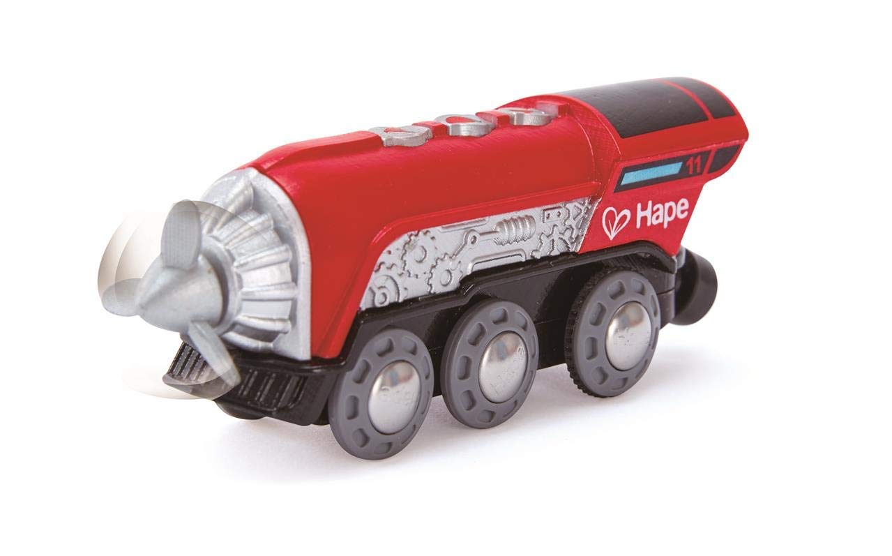Hape Kids Wooden Railway Propeller Steam Engine, L: 4.9, W: 1.4, H: 1.8 inch