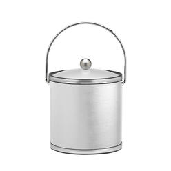 Kraftware Sophisticates White W/ Brushed Chrome 3 Qt Ice Bucket W/ Bale Handle,& Lucite Cover