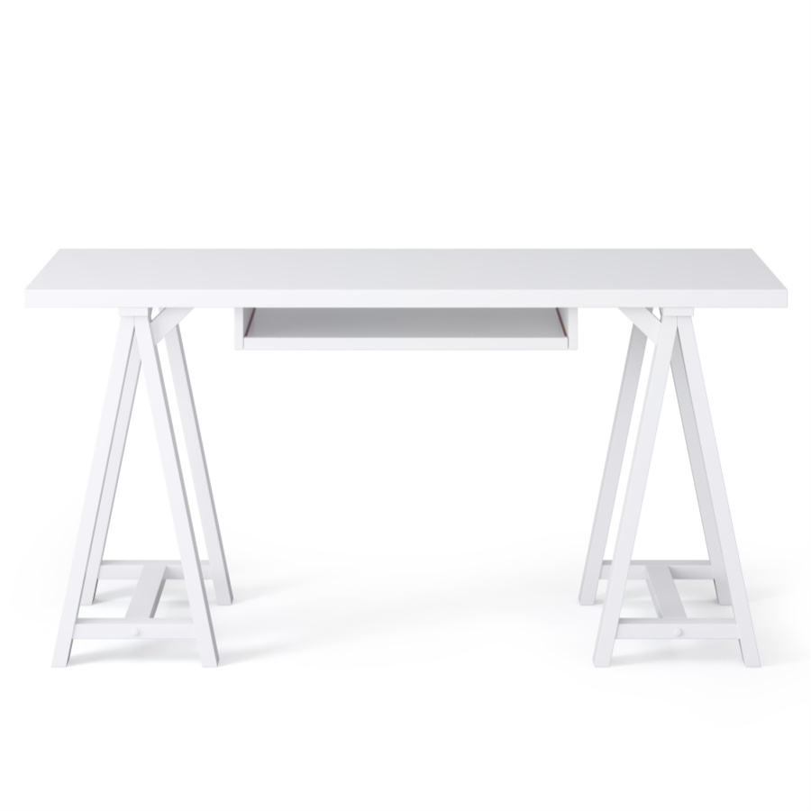 Simpli Home Sawhorse SOLID WOOD Desk in White