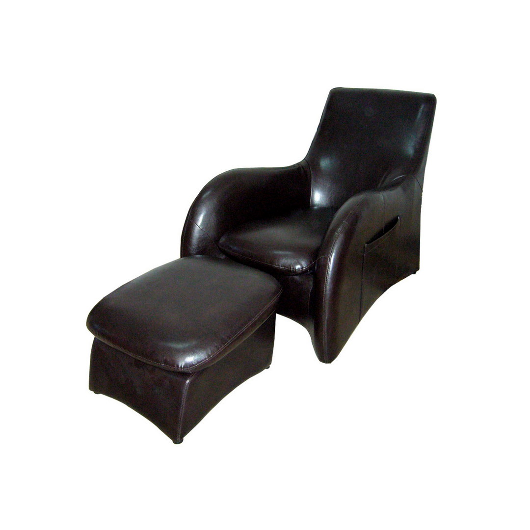 Ore International Leather Lounge Sofa with Separate Leg Rest, Brown