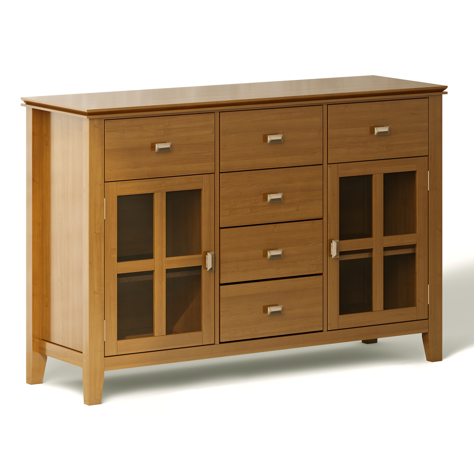 Simpli Home Artisan SOLID WOOD 54 inch Wide Transitional Sideboard Buffet Credenza in Honey Brown