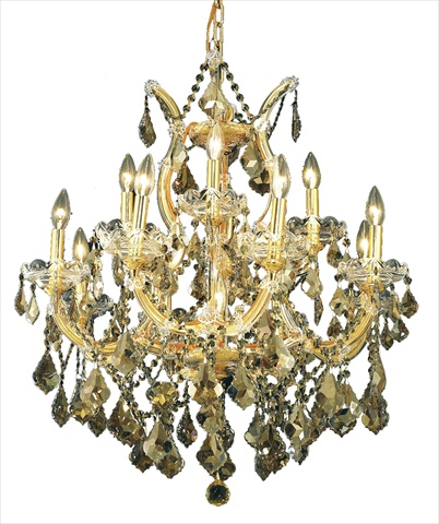 Elegant Lighting 2800D27g-gT-Rc 27 Dia x 26 H in Maria Theresa collection Hanging Fixture - Royal cut- gold Finish