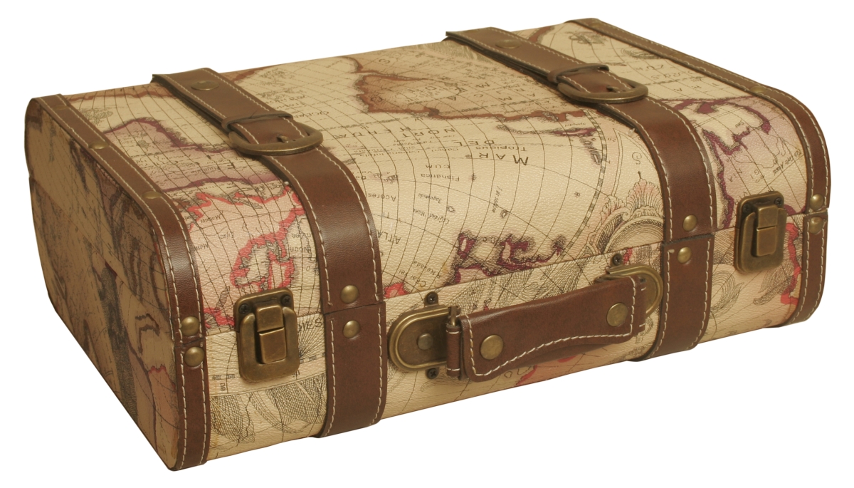 Wald Imports SP0015 Map Faux Leather Suitcase