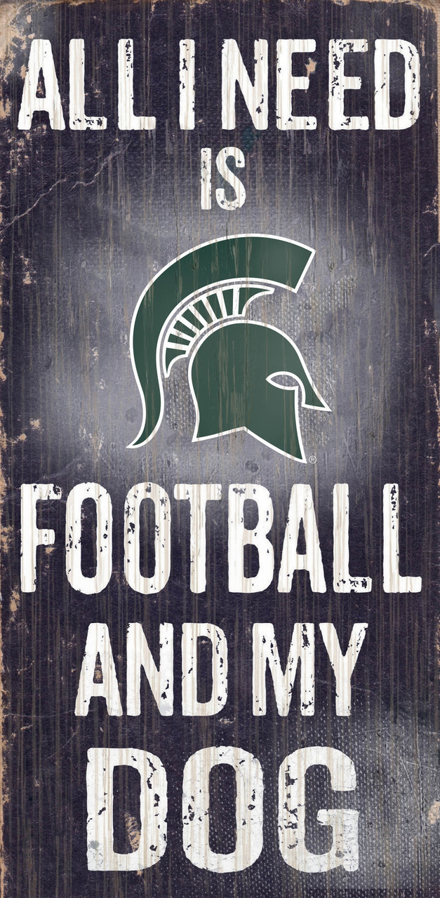 Fan Creations Michigan State Spartans Wood Sign - Football and Dog 6"x12"