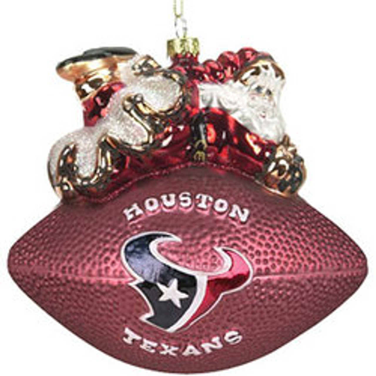 SC Sports Houston Texans 5 1/2 Peggy Abrams Glass Football Ornament CO