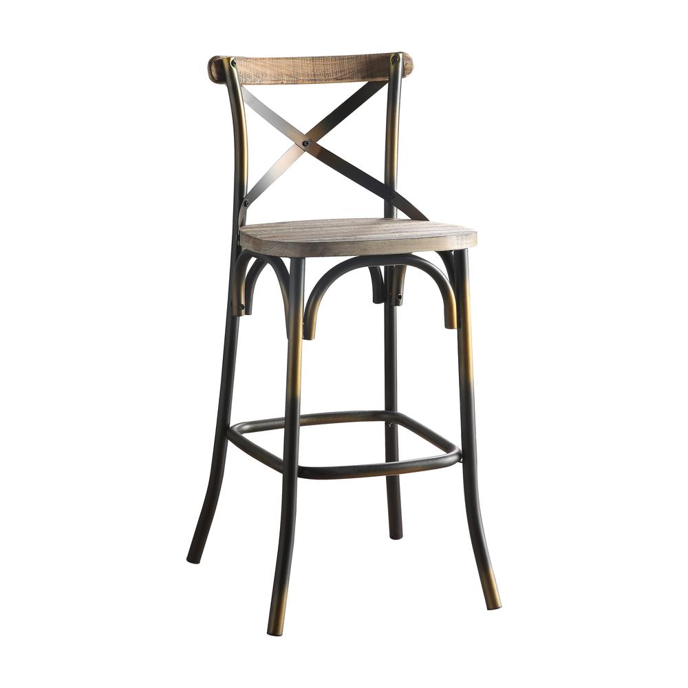 Acme Furniture Zaire Bar Chair (1Pc), Antique Sky & Antique Oak, 29" Seat Height