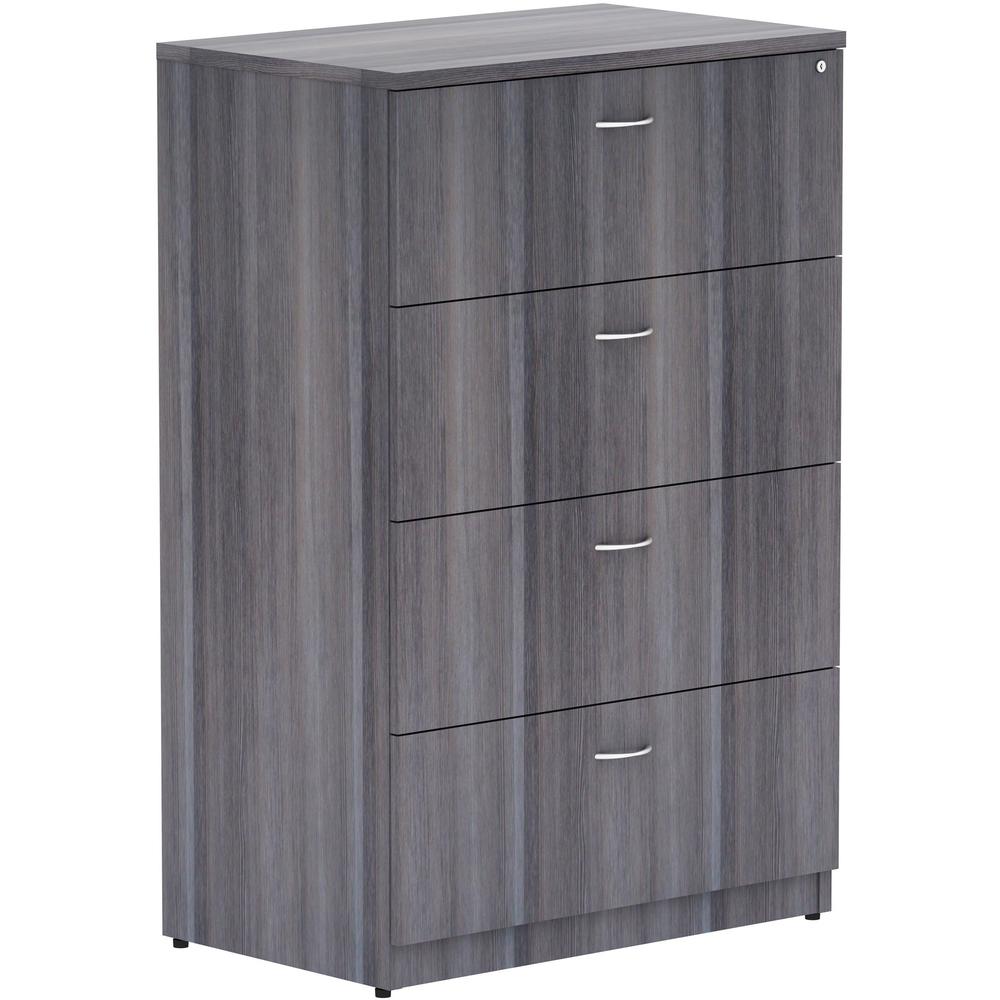 Lorell Weathered Charcoal 4-drawer Lateral File - 35.5" x 22"54.8" Lateral File, 1" Top - 4 x File Drawer(s) - Finish: Weathered