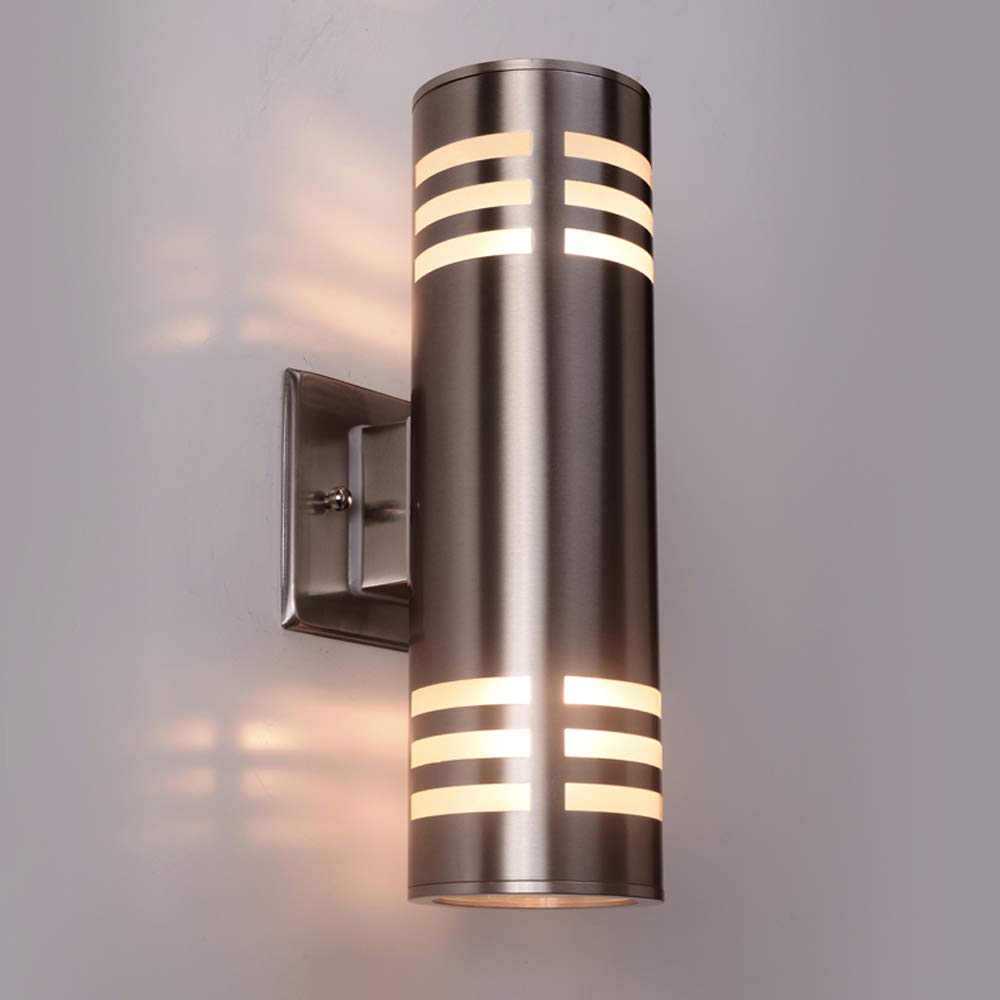 Outdoor Wall Sconce,Cylinder Porch Wall Light with Stainless Steel 304 and Toughened Glass,Waterproof Up Down Light for Garden Patio Bedroom Living, image size:1000x1000