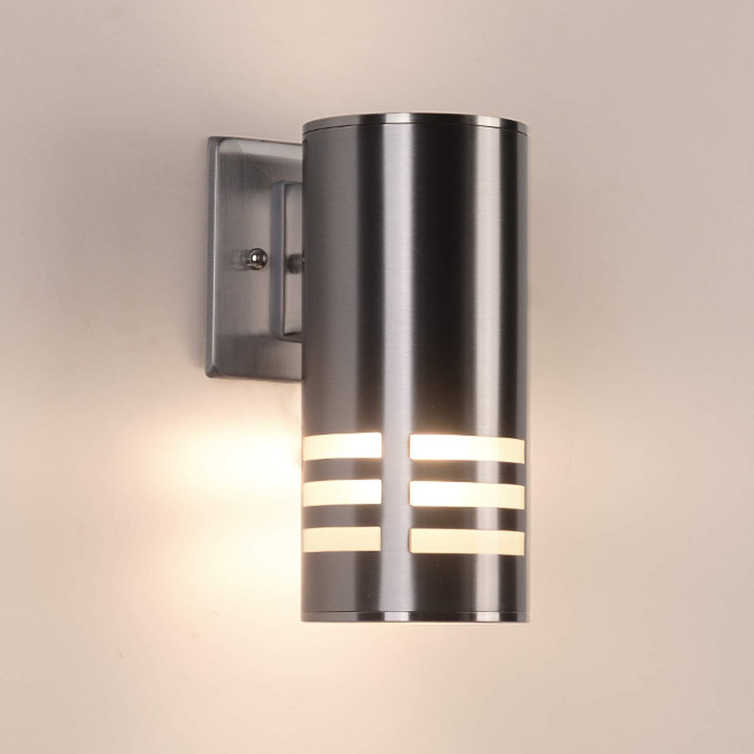 CnengSthy 1 Outdoor Wall Sconce,Cylinder Wall Light with Stainless Steel  304 and Toughened Glass,Waterproof Up Down Light for Garden Patio B, image size:1500x1500