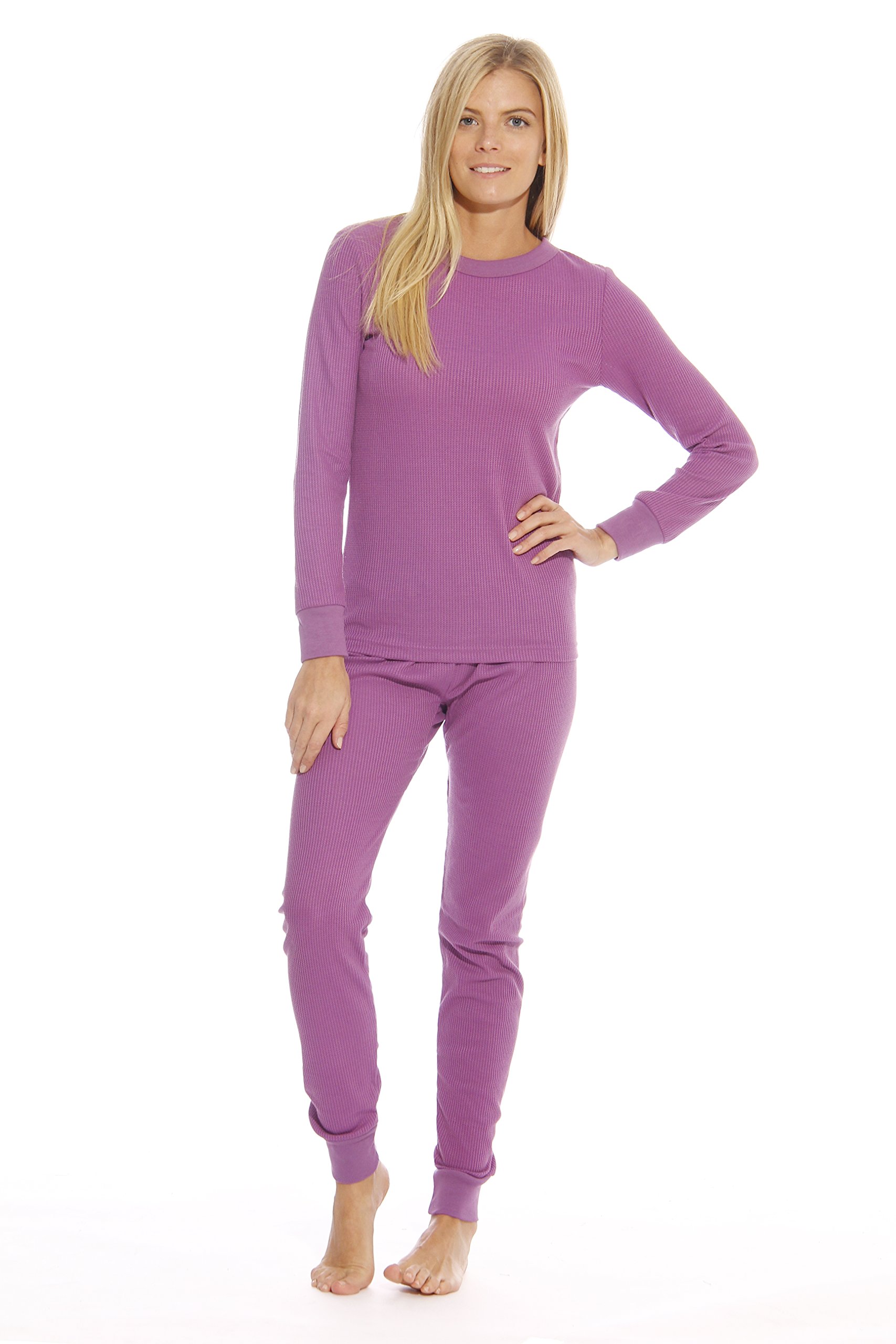 Just Love 95862PurpleM Womens Thermal Underwear Pajamas Set