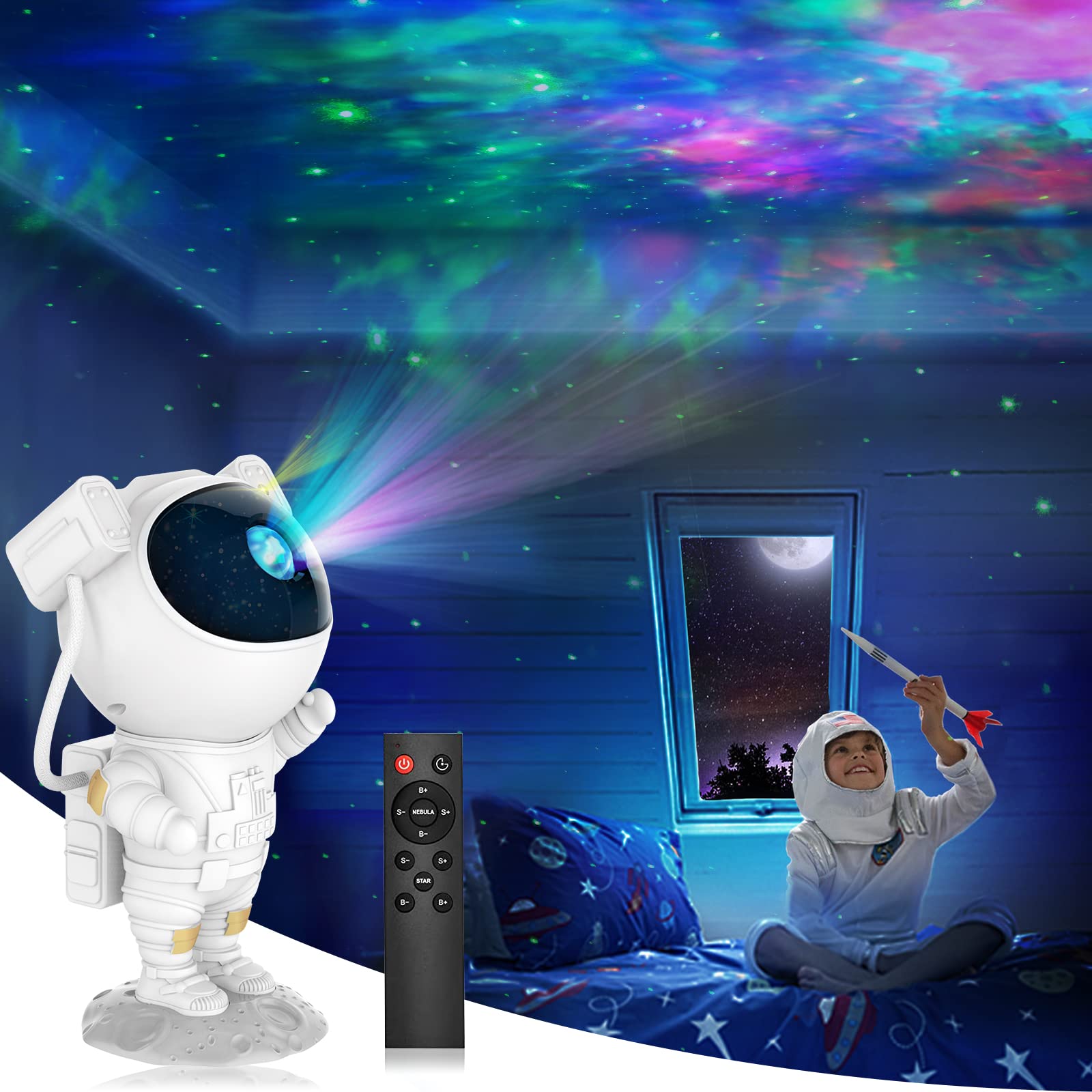 Cynlink Star Projector Night Light Astronaut Projector with RemoteTimer  Kids Room Decor Aesthetic Galaxy Projector for Bedroom Gift, image size:1600x1600