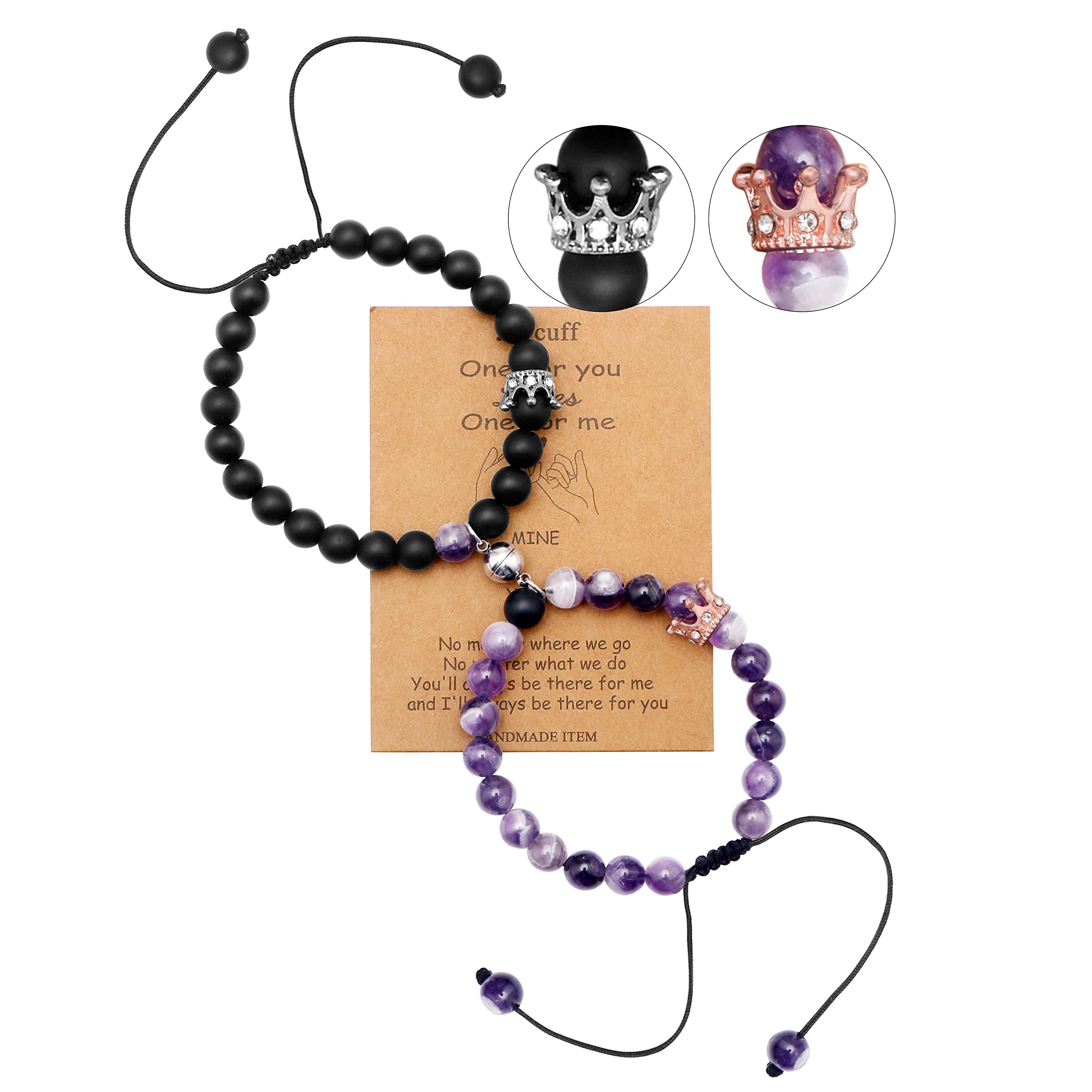 JoycuFF Matching Couple Bracelets Long Distance Relationship Gifts For Boyfriend And Girlfriend Christmas Gifts For Women Men Lovers Friends Romantic Surprises