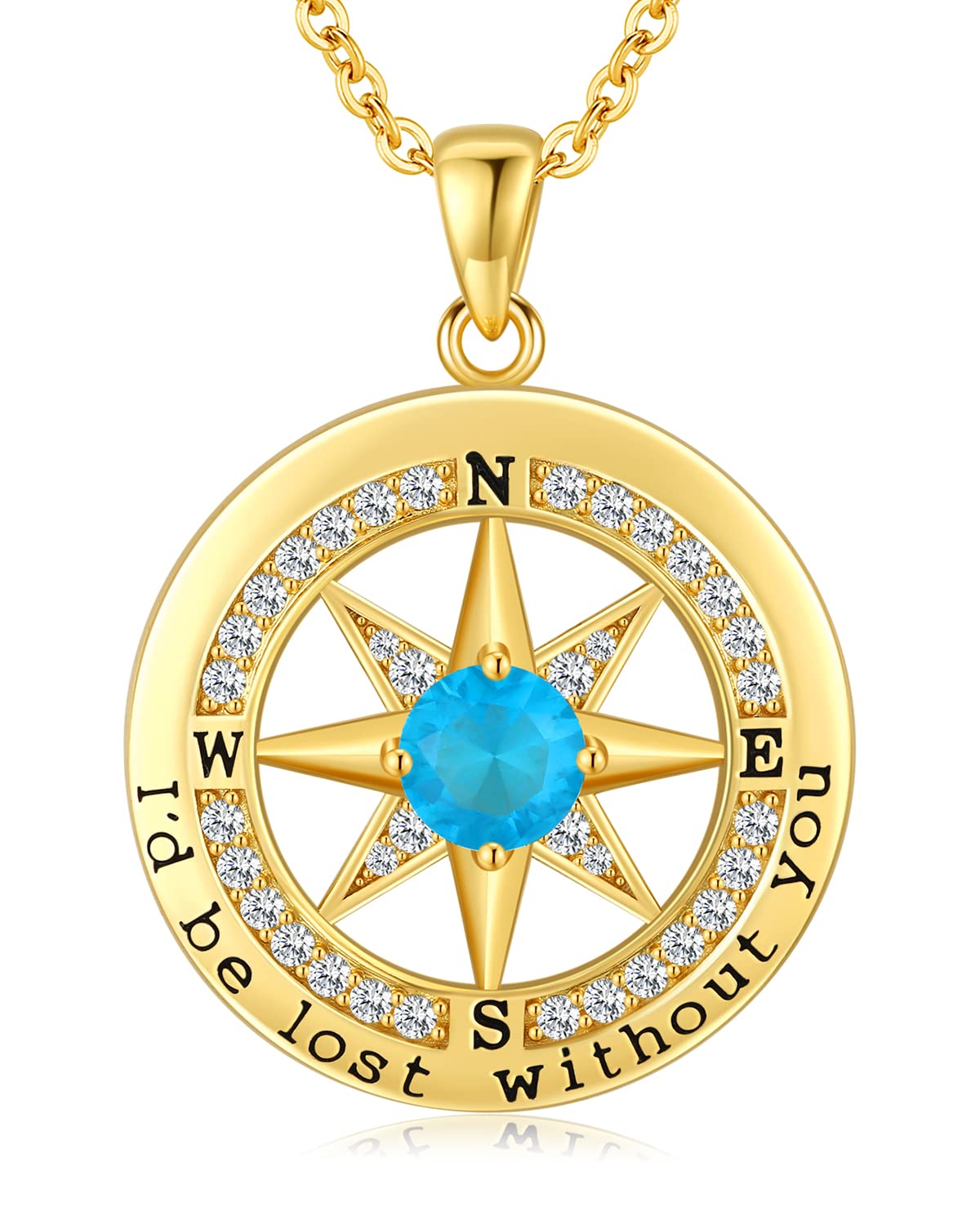 Gifon S925 Necklace Gift for Wife Compass Jewelry Women