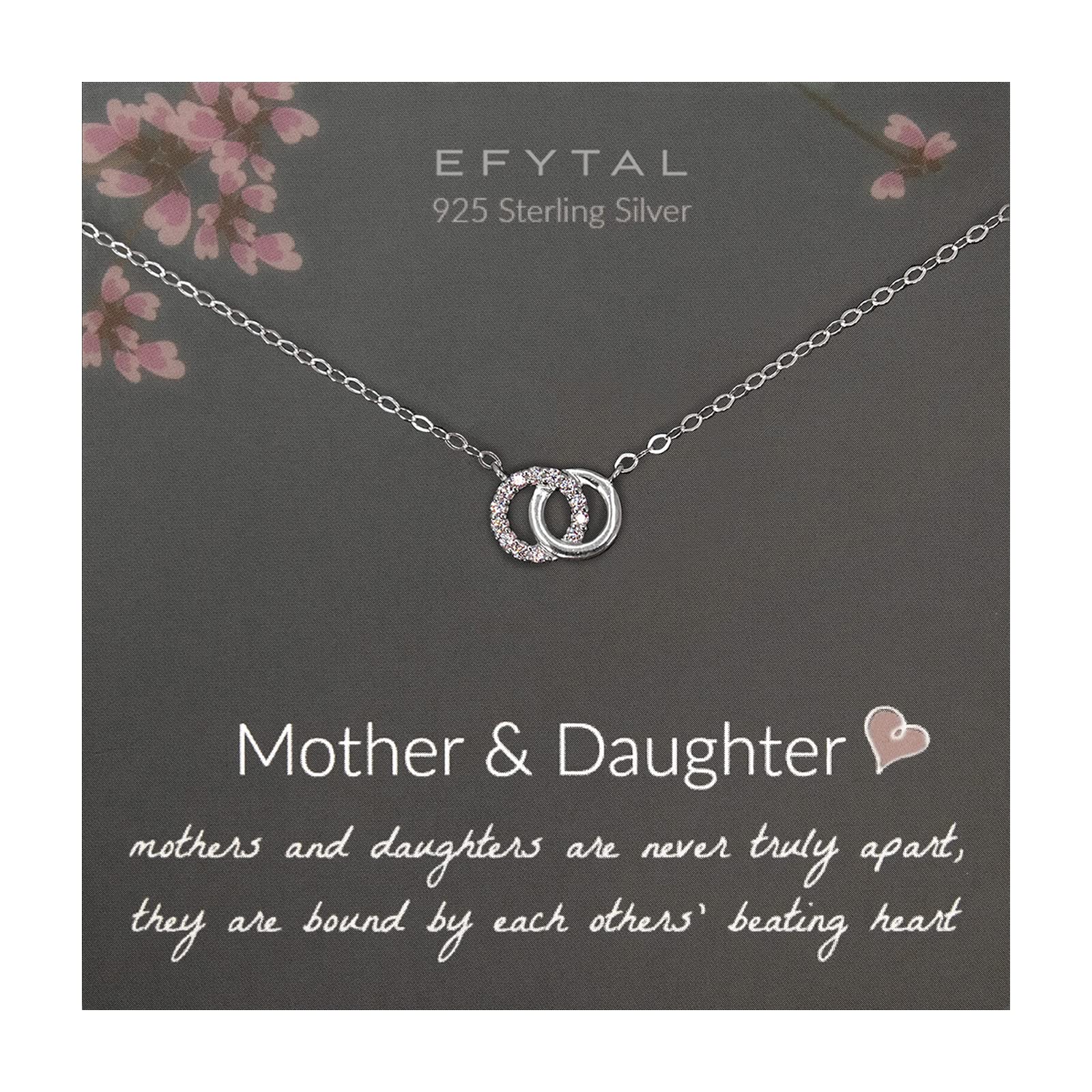 EFYTAL Gifts for Mom from Daughter 925 Sterling Silver Two Circles Necklace  for Women Mother Daughter Gift for Mom Daughter G