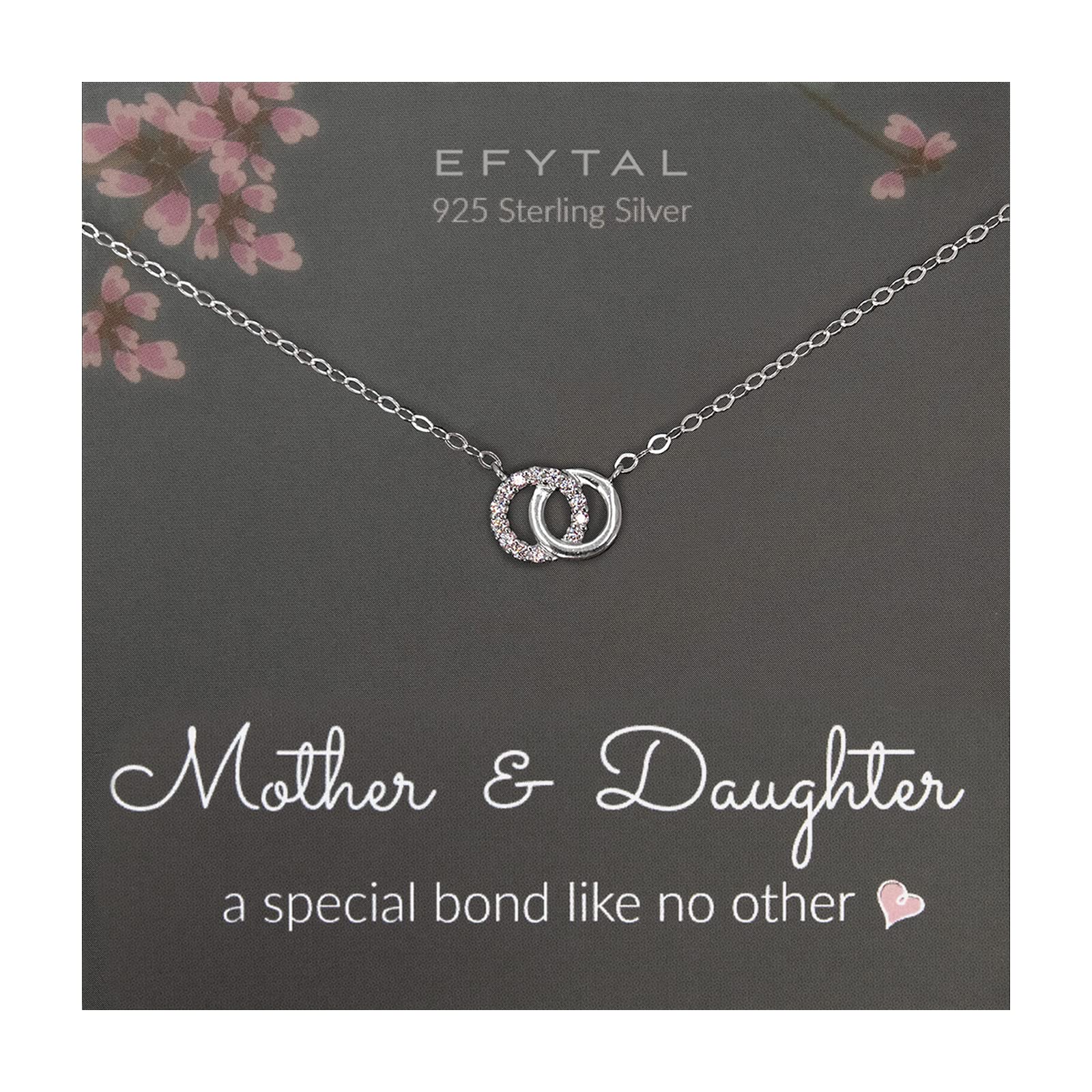 EFYTAL Gifts for Mom from Daughter 925 Sterling Silver Two Circles