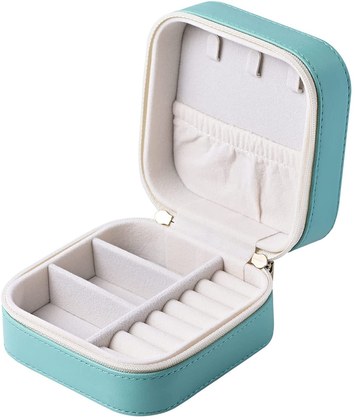 SANQIANWAN Luxury Leather Travel Jewelry Box for Women Mini
