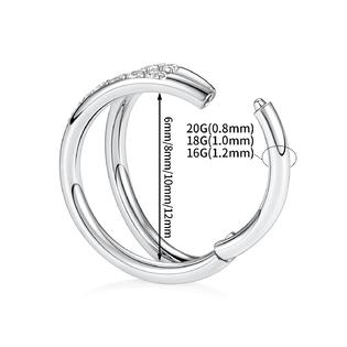FUNLMO 16g 6mm Double CZ Nose Ring for Single Piercing Conch Daith