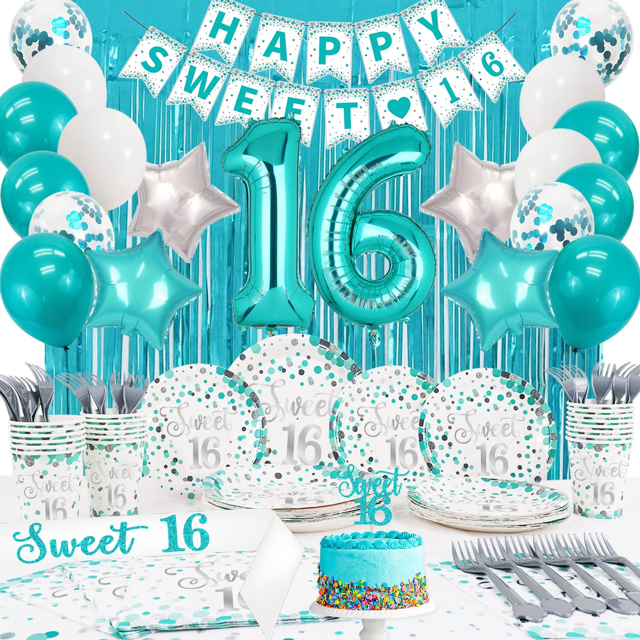 Serviettes Anniversaire Bleu Et Argent - Lot De 16 Serviettes Papier Happy Birthday Pour Fête