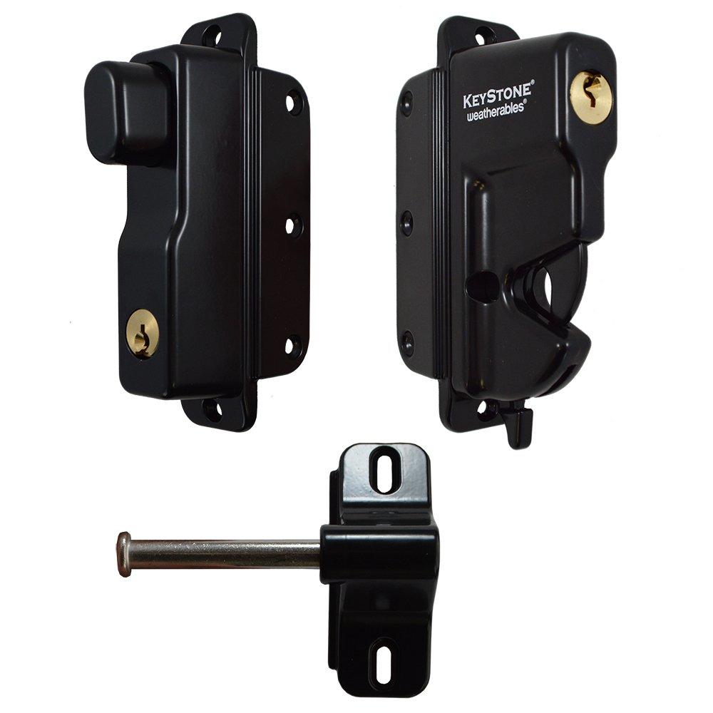 Keystone Lock Weatherables Keystone 2Sided KeyLockable Gate Latch Zinc Diecast Metal ...