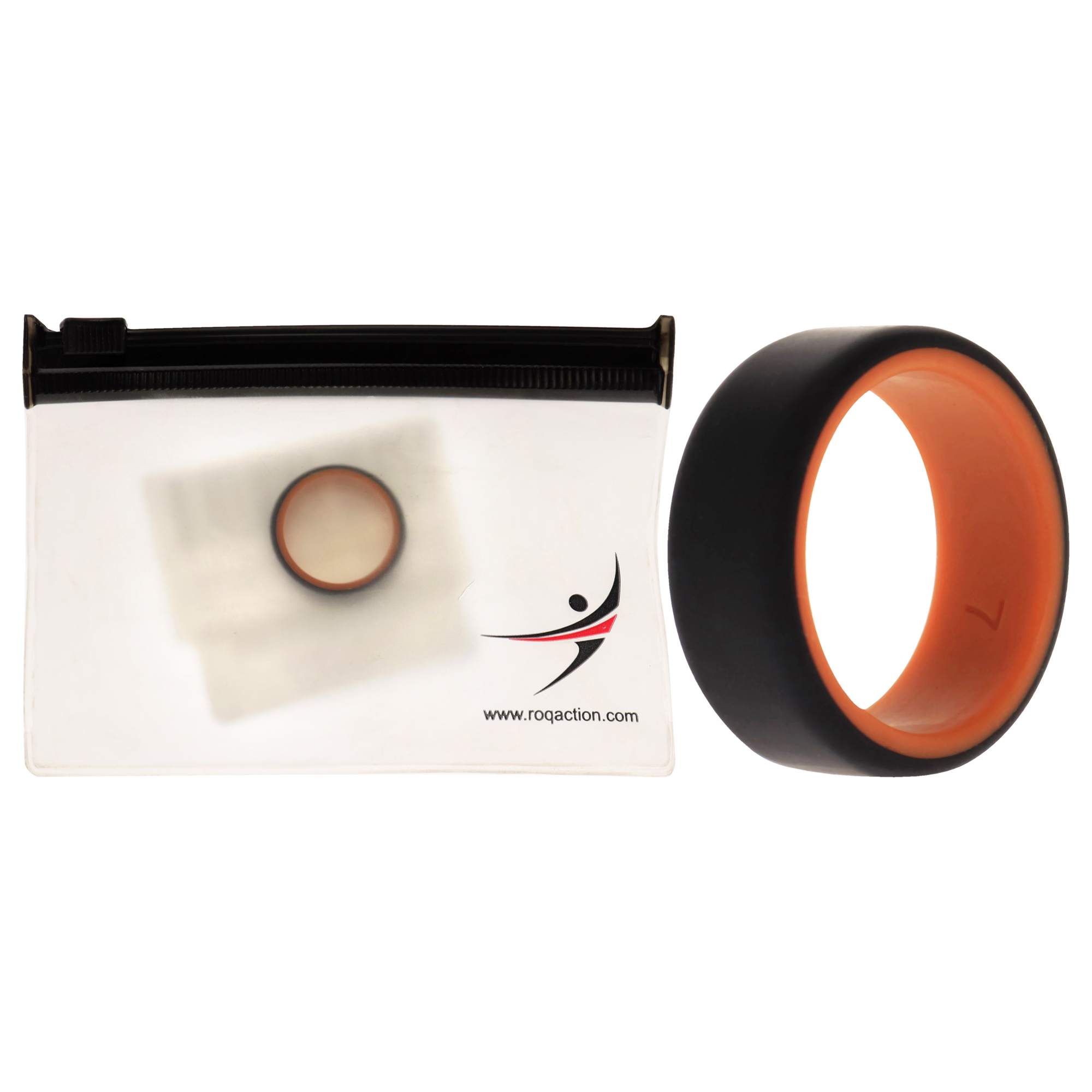 Silicone Wedding 2Layer Beveled 8mm Ring OrangeBlack by ROQ for