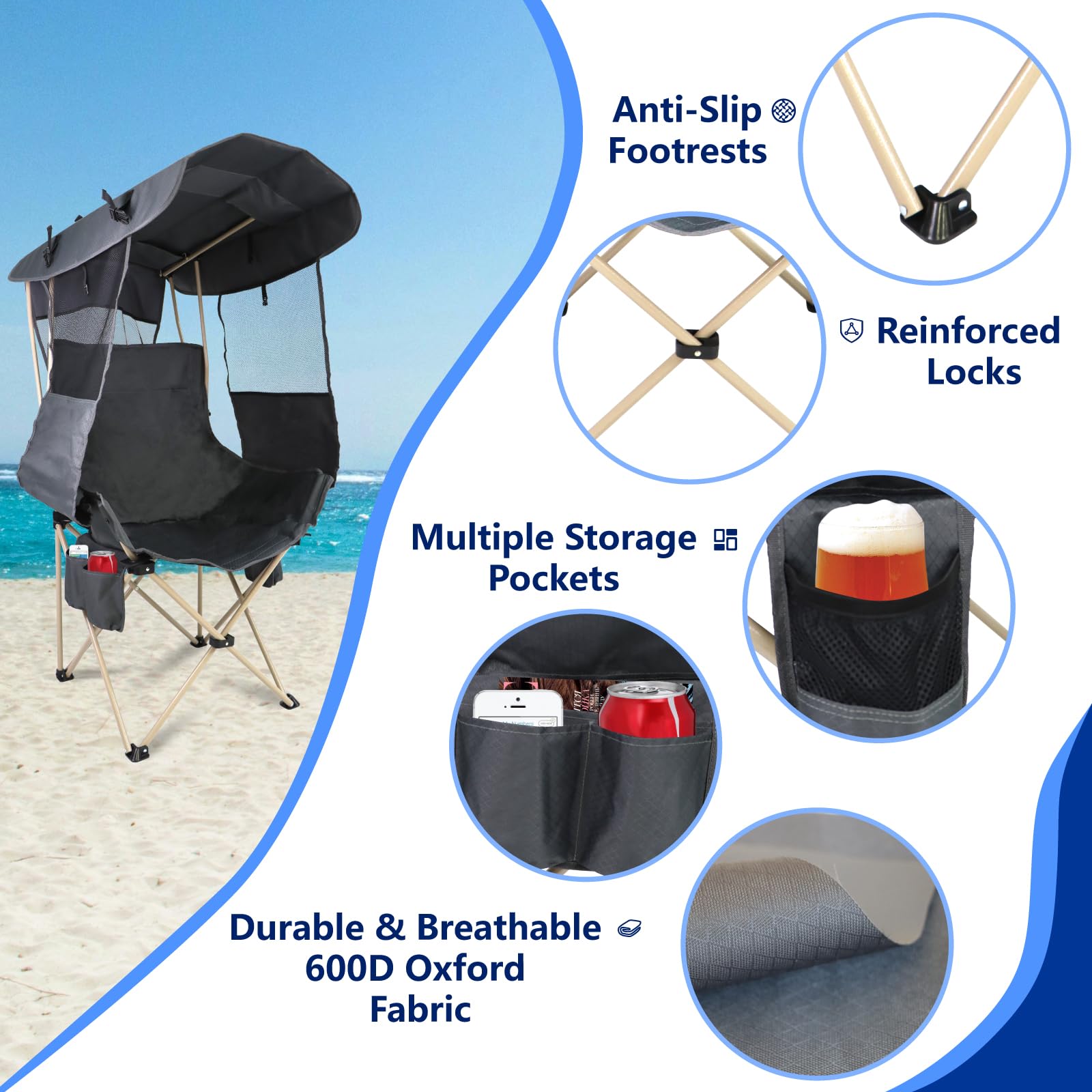 folding beach chairs with canopy from Sears.com, image size:1600x1600