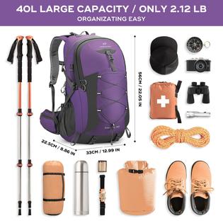 Maelstrom Hiking Backpack,Camping Backpack,40L Waterproof Hiking Daypack With Rain Cover,Lightweight Travel Backpack,Purple Maelstrom Hiking Backpack,Camping Backpack,40L Waterproof Hiking Daypack With Rain Cover,Lightweight Travel Backpack,Purple