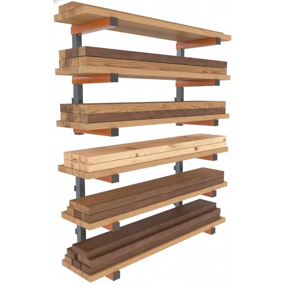 Wood Level Rack Bora Lumber Storage Rack For Garage Organization - 2 Pack Of 3 Level ...