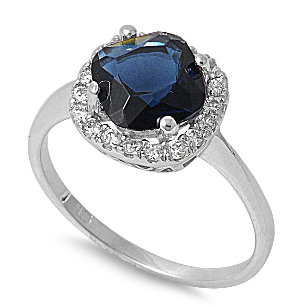 AllinStock Embraced Paragon Shaped Simulated Sapphire Cubic Zirconia Ring Sterling Silver 925 