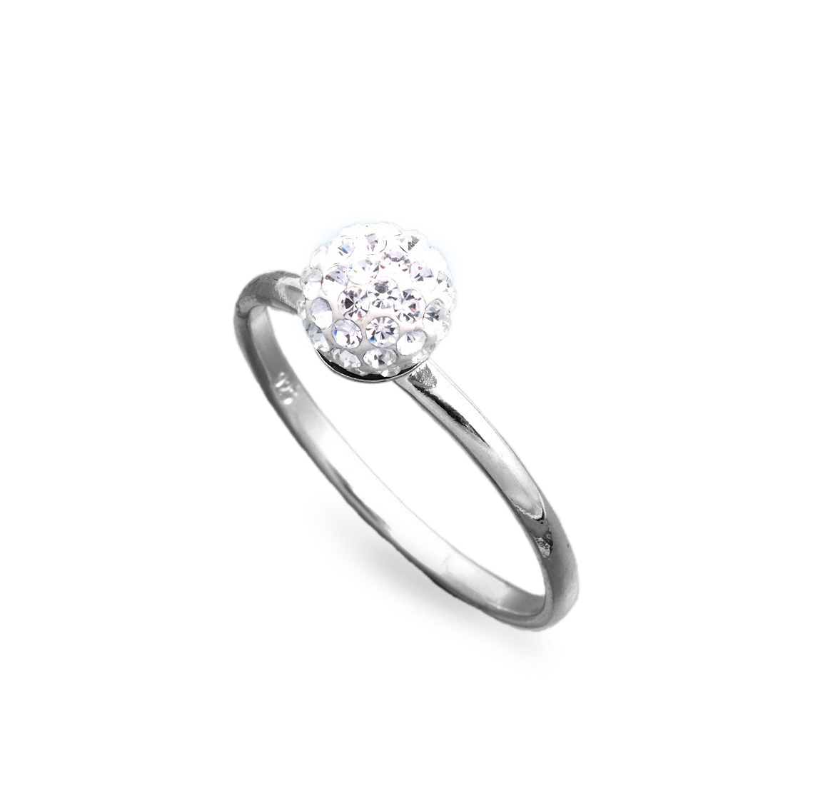 AllinStock Disco Ball Solitaire Cubic Zirconia Ring Sterling Silver 925 