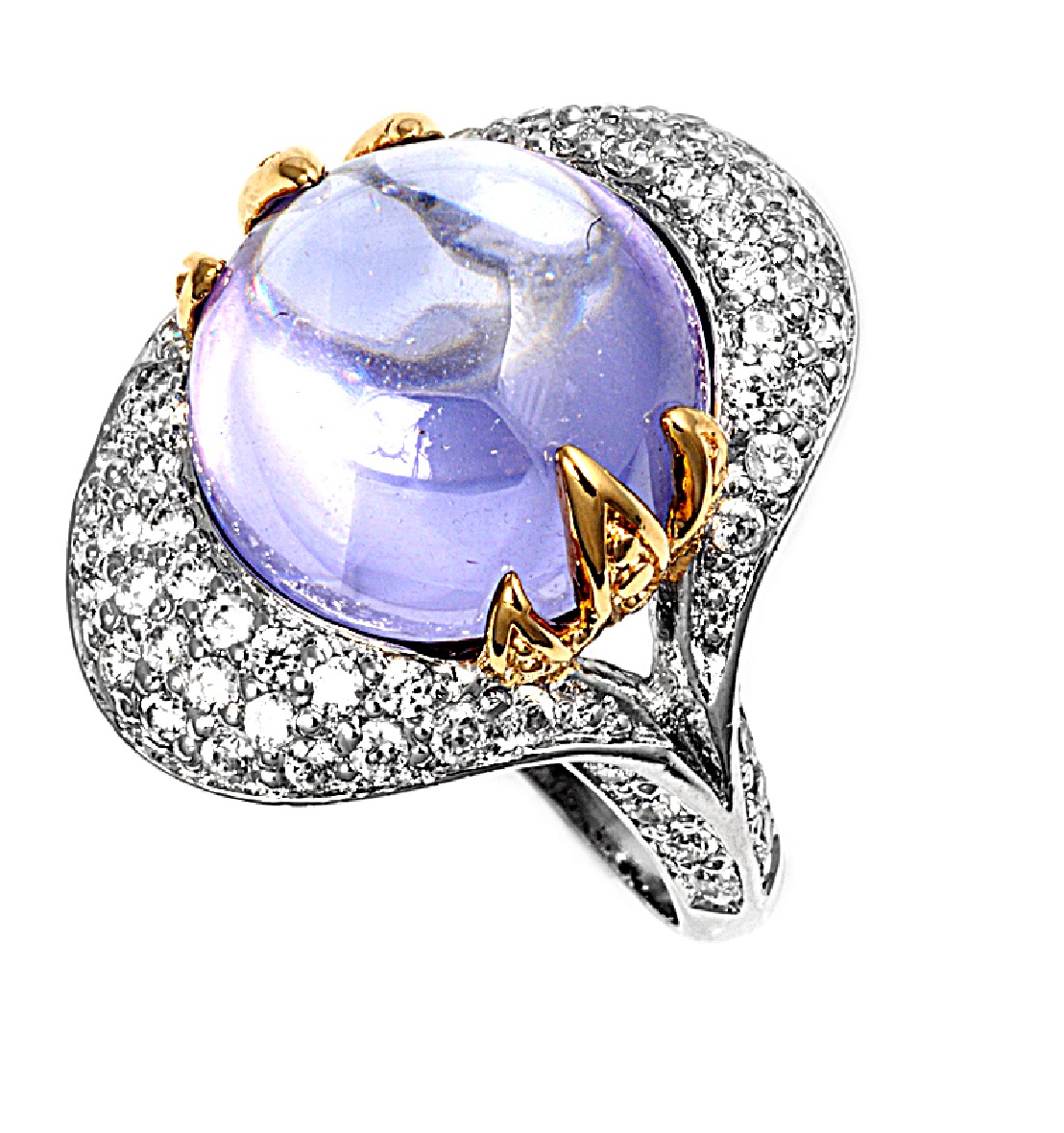 AllinStock Designer Two Toned Round Lavender Cubic Zirconia Ring Sterling Silver 925 