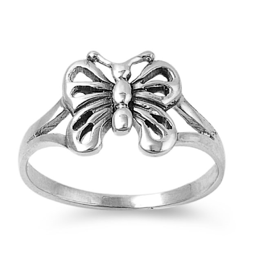 AllinStock Sterling Silver Flower Elysium Butterfly Ring 