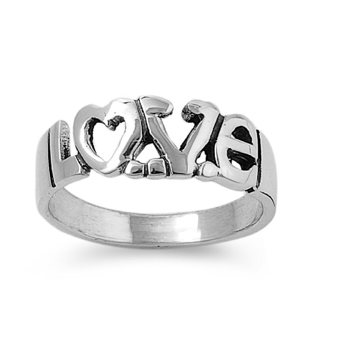 AllinStock Sterling Silver The Love Word in Fancy Block Heart Ring 