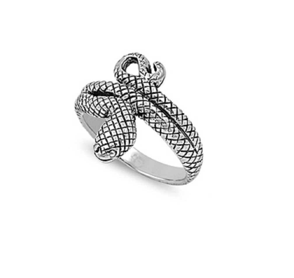 AllinStock Sterling Silver Snake of Asclepius Healing Ring 