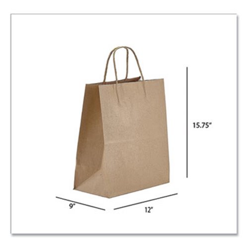 Prime Time Packaging Kraft Paper Bags, Regal, 12 x 9 x 15.75, Natural, 200/Carton (PTENK12916)
