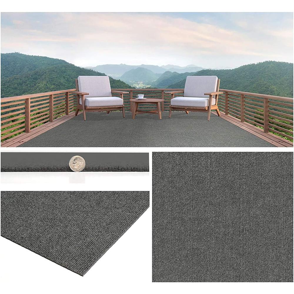 Koeckritz Rugs Durable Outdoor Area Rugs Constructed with Superior Soft PET Fiber (Color: Sky Gray) Made from 100% Purified Recycled Bottles
