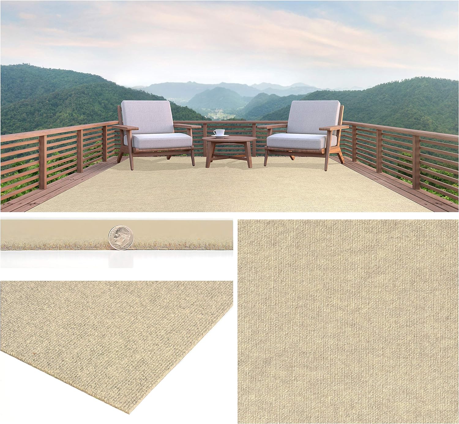 Koeckritz Rugs Durable Outdoor Area Rugs Constructed with Superior Soft PET Fiber (Color: Ivory) Made from 100% Purified Recycled Bottles