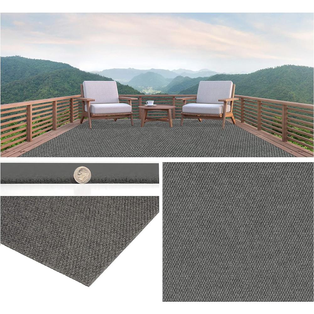 Koeckritz Rugs Hobnail Design Durable Outdoor Area Rugs Constructed with Superior Soft PET Fiber (Color: Gray) 