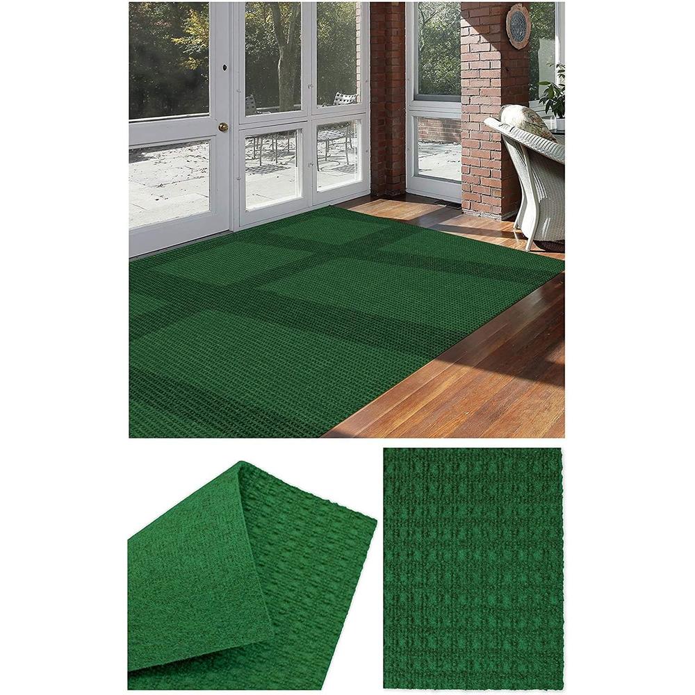Koeckritz Rugs Soft and Durable Interlace Indoor - Outdoor Area Rugs Lightweight and Flexible (Color: Heather Green)
