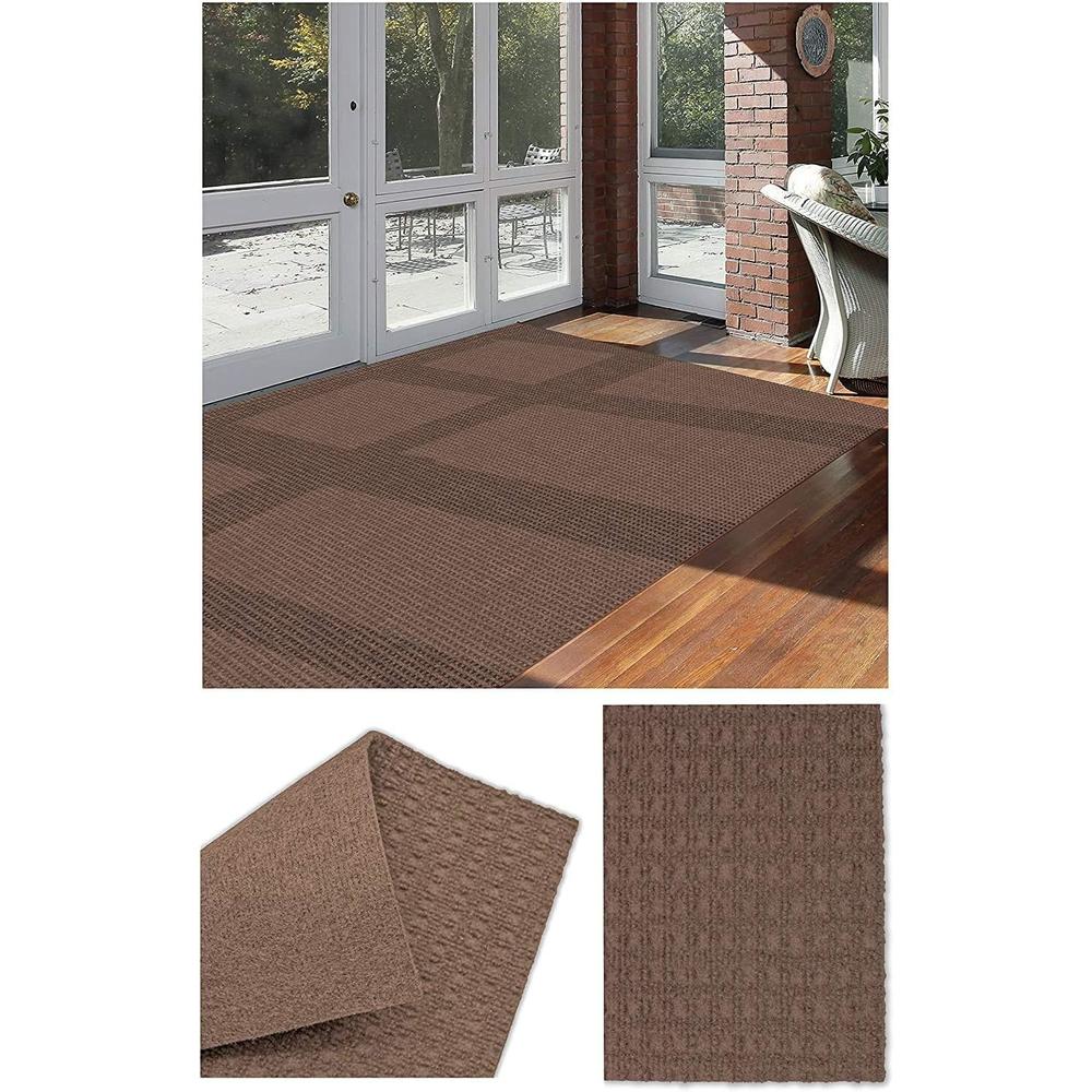 Koeckritz Rugs Soft and Durable Interlace Indoor - Outdoor Area Rugs Lightweight and Flexible (Color: Espresso)