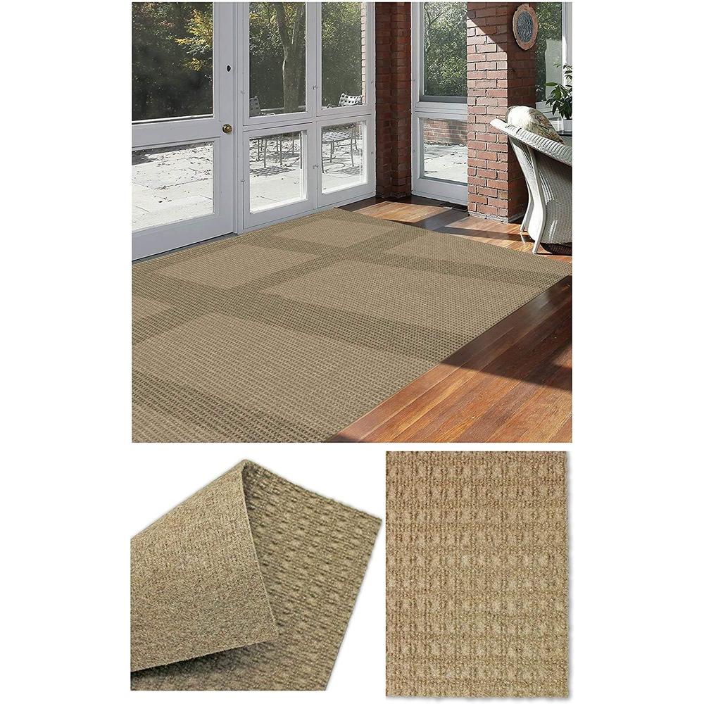Koeckritz Rugs Soft and Durable Interlace Indoor - Outdoor Area Rugs Lightweight and Flexible (Color: Taupe)